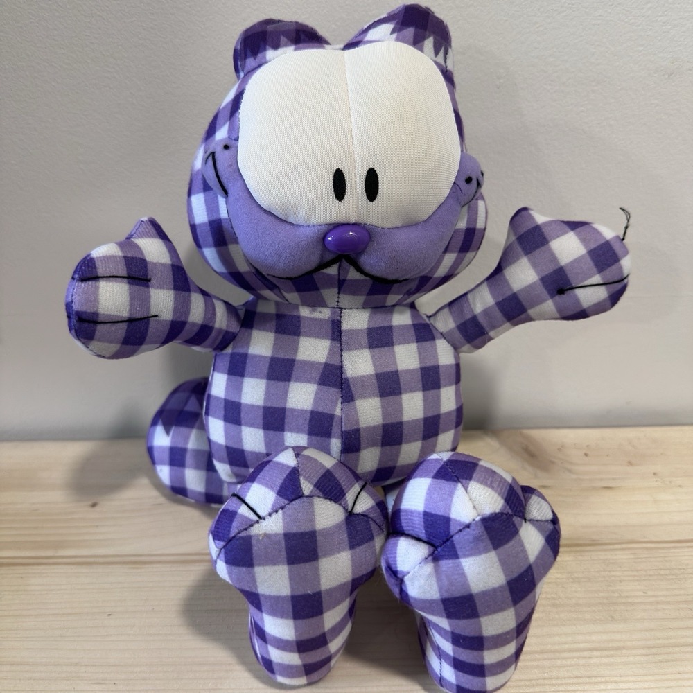 Garfield Purple Gingham Plush Toy Factory Checkered‎ Cat Plush 2021